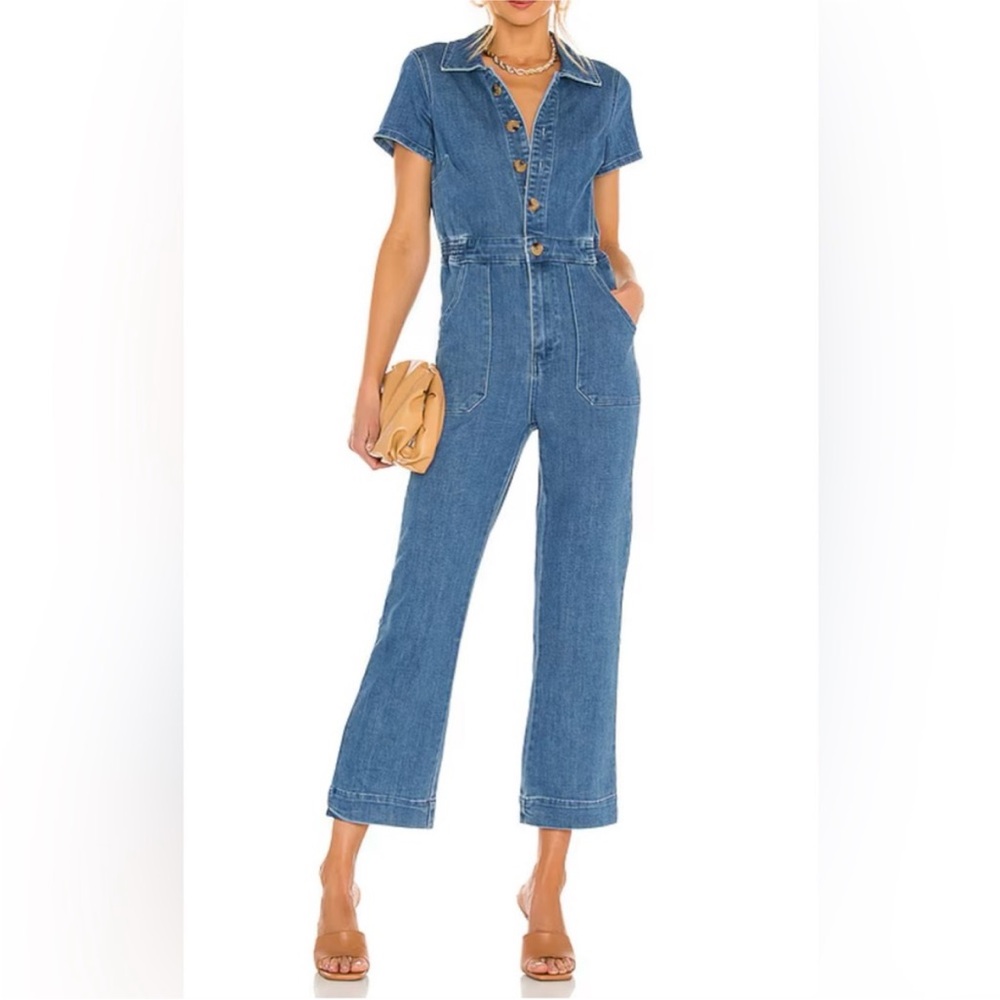 Show me your Mumu Blue Denim Jumpsuit